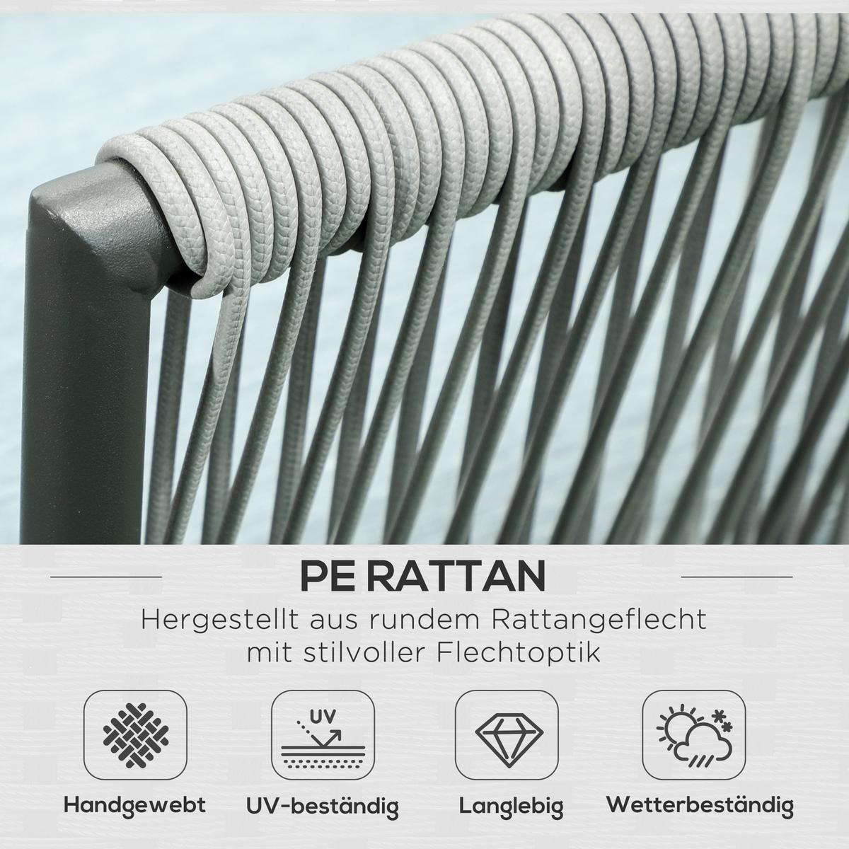 GARTENMÖBEL Set, Aluminium, Grau+Blau - Grau, Metall - Outsunny