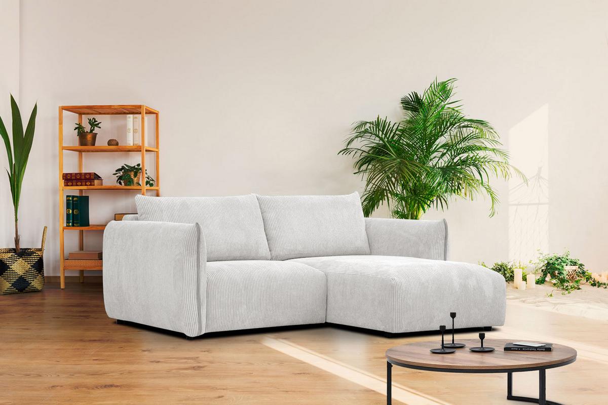 ECKSOFA TAUER 3-Sitzer, weiß - Schwarz/Weiß, Holzwerkstoff/Kunststoff (206/173cm) - Wozimo
