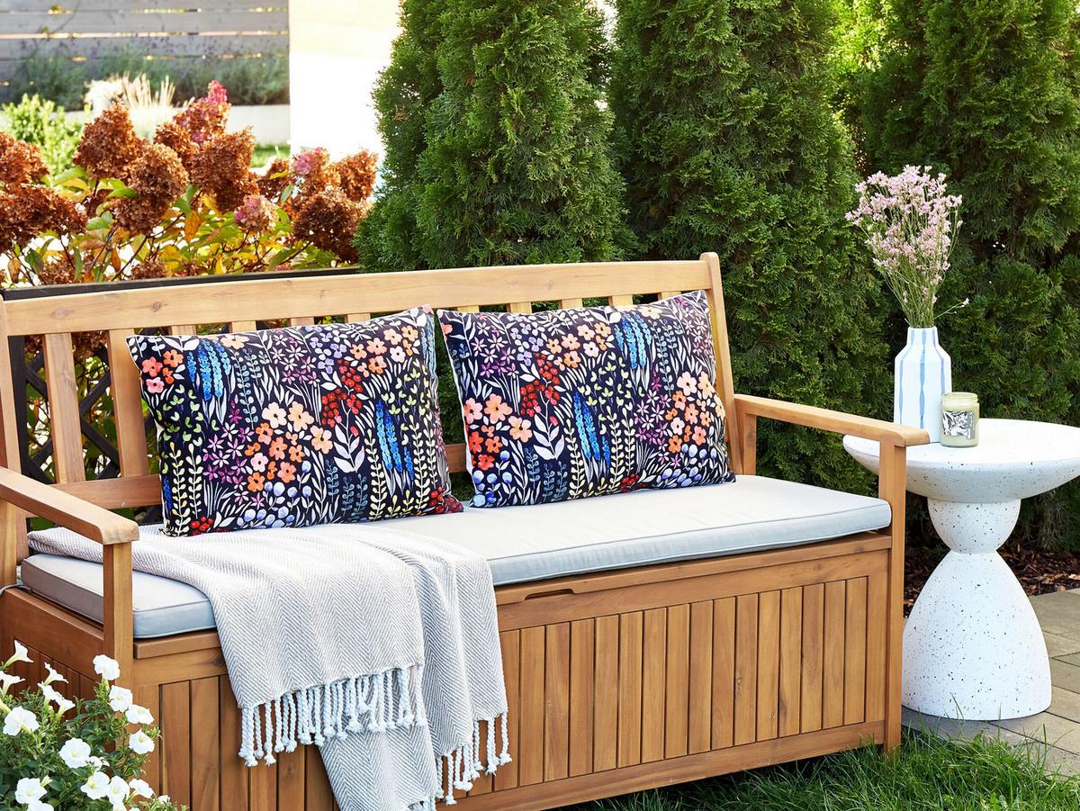 GARTENKISSEN 2er-Set Blumenmuster mehrfarbig 40/60 cm Castelaro - Multicolor, Textil (60/40cm) - Beliani