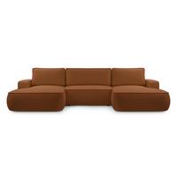 WOHNLANDSCHAFT Ablia Ziegelrot 364/168/87 cm mit Schlaffunktion - Dunkelorange/Schwarz, Kunststoff/Textil (364/87/168cm) - AX Living