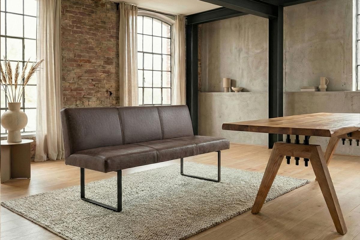 ESSZIMMERBANK ELEEN Dunkelbraun Leder - Dunkelbraun, Leder (163/85/69cm) - KAWOLA