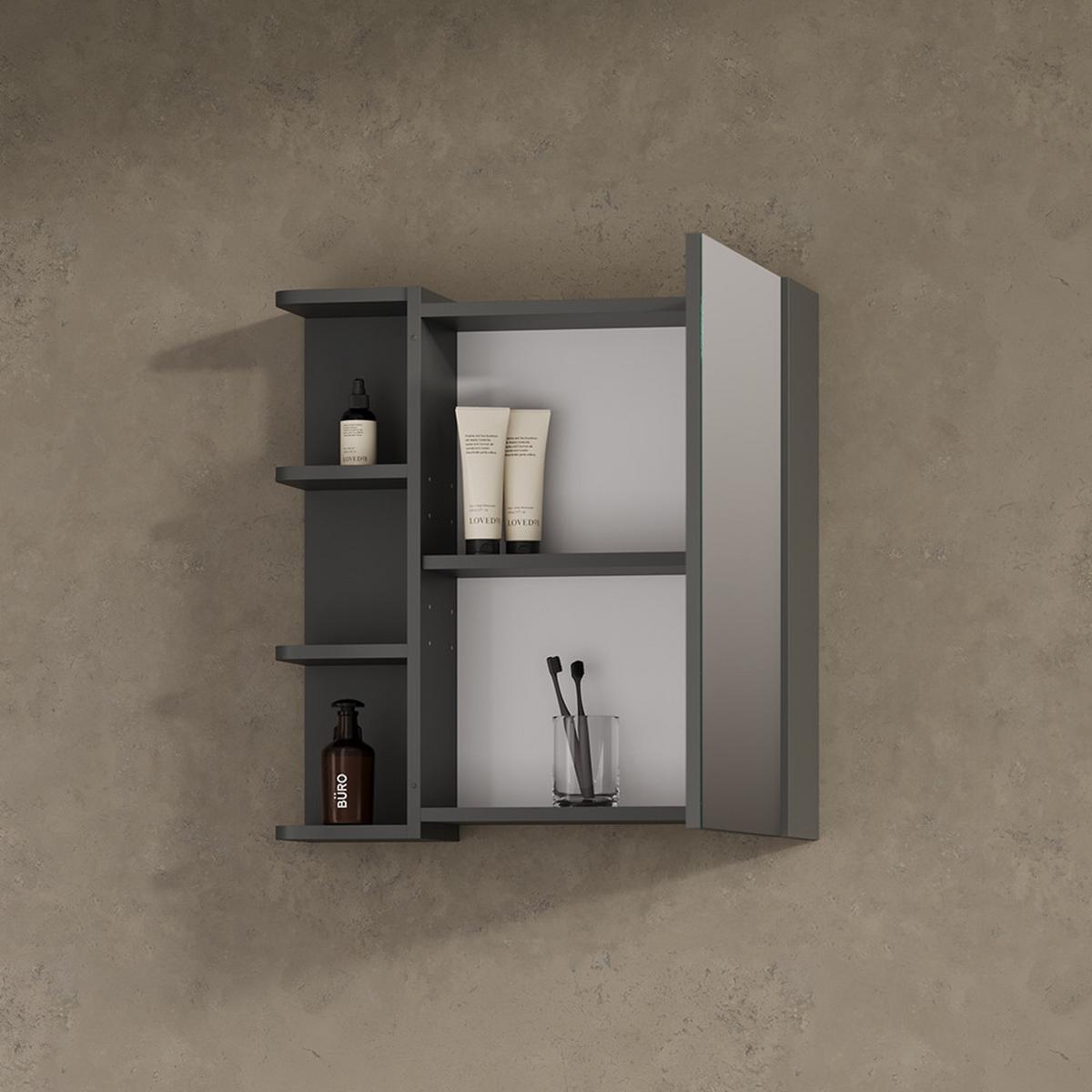 SPIEGELSCHRANK Fucino Anthrazit 62 x 64 cm - Anthrazit, Holzwerkstoff (62/64/20.8cm) - Livinity®