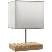 TISCHLAMPE Schreibtischlampe mit E27-Fassung exkl. Glühbirne - Weiß, Holz (25/20/40.5cm) - HOMCOM