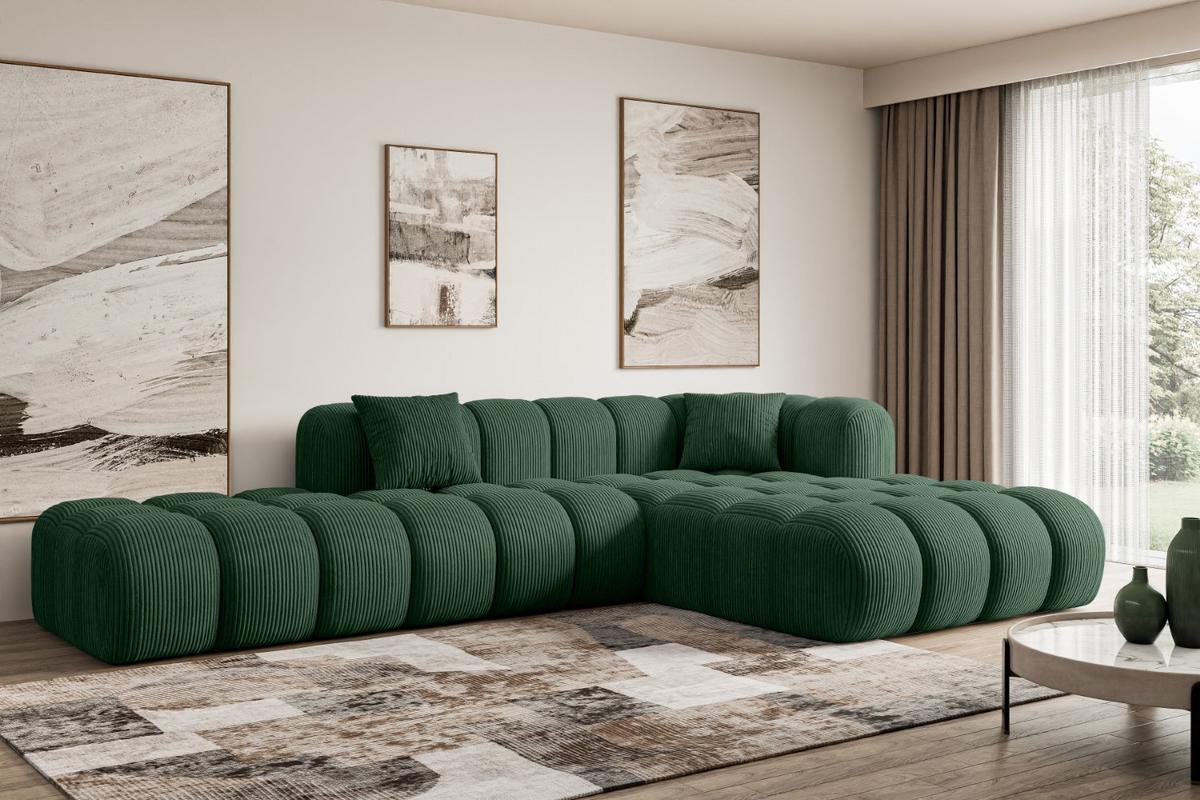 ECKSOFA Ottomane Rechts OLEA-L2 - 289x176x71 cm Grün - Schwarz/Rosa, Holzwerkstoff/Kunststoff (289/176cm) - ALTDECOR