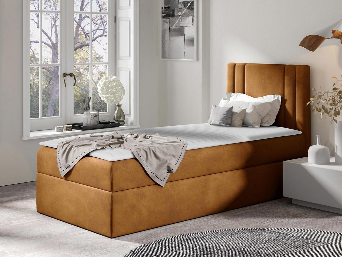 BOXBETT Carmen Mini, Seite zum Öffnen des Bettkastens: Rechts - H3 - Bronzefarben, Holz (100/200cm) - MIRJAN24