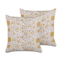 DEKOKISSEN 2er-Set Weiß 45/45 cm Calathea - Weiß, Naturmaterialien/Textil (45/45cm) - Beliani