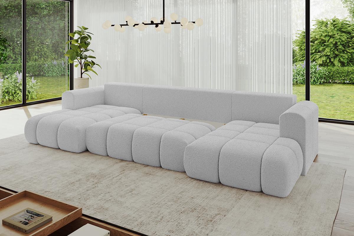 WOHNLANDSCHAFT CLOUD-U-v1 405x185x90 Hellgrau Bouclé - Hellgrau, Holzwerkstoff/Kunststoff (405/90/185cm) - ALTDECOR