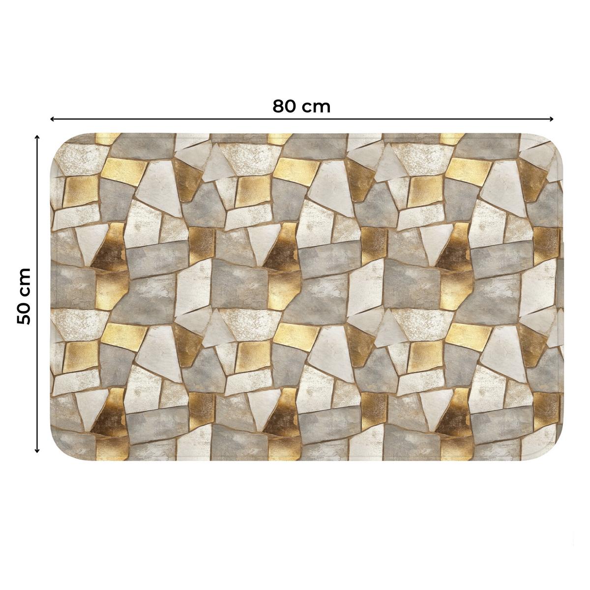 WC-VORLEGER Mosaik - Marmor - Gold Toilettenteppich 80x50 cm - Champagner, Textil (80/1cm) - OnlyWow