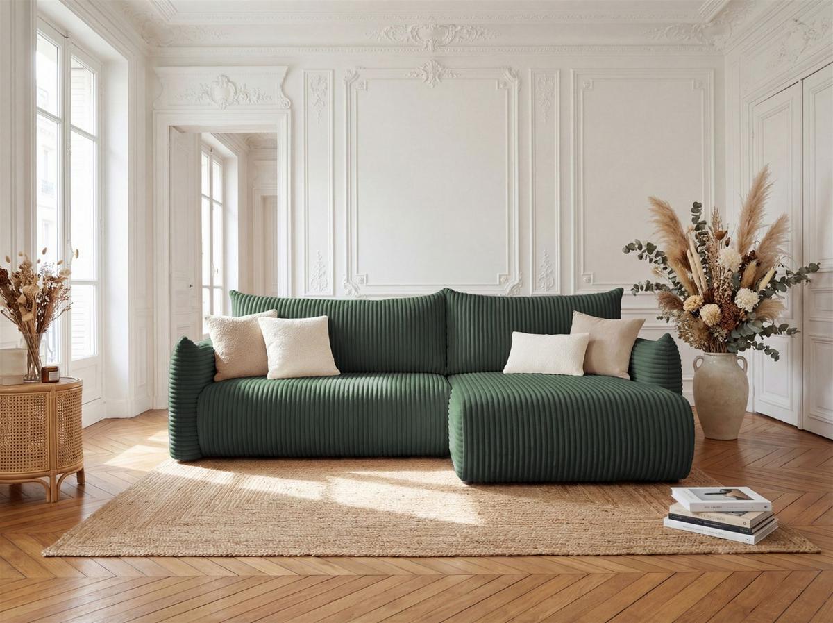 ECKSOFA Mailand Mit Schlaffunktion - Grün, Holzwerkstoff/Textil (260/154cm) - Fun Möbel