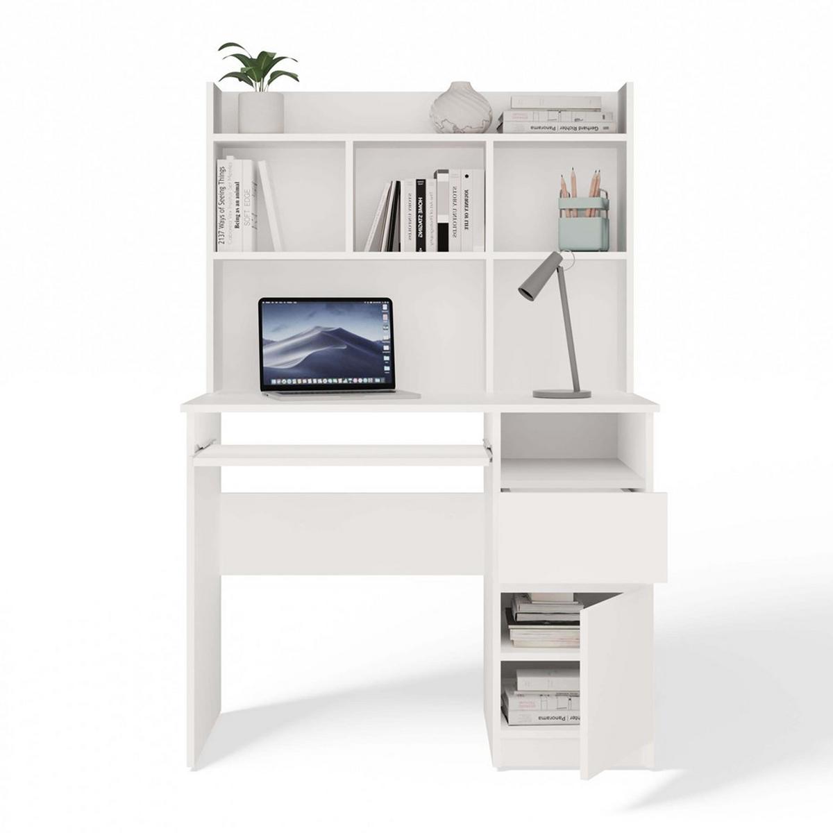 SCHREIBTISCH Weiß 98/145/51 - Weiß, Holzwerkstoff (90/50/145cm) - RAUMHIRSCH FURNITURE