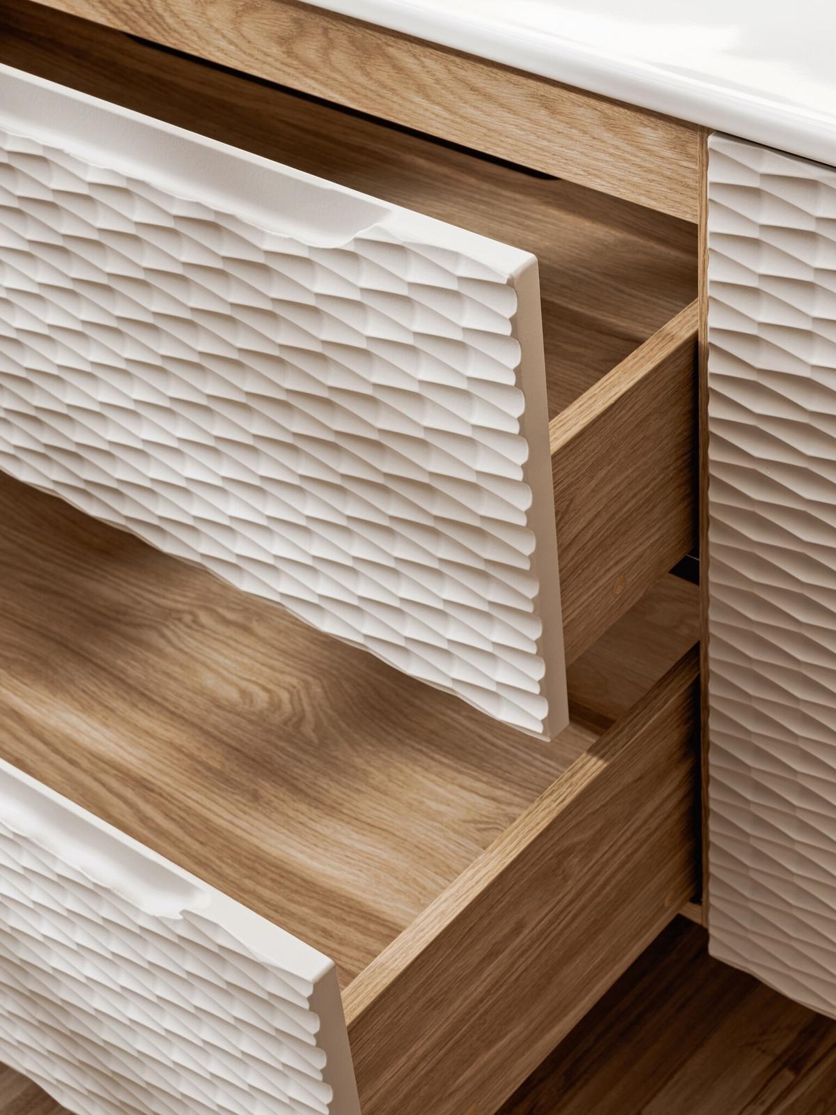 WASCHBECKENUNTERSCHRANK Ocean 2 Schubladen Cashmere mit Eiche - 60 x 46 x 59 cm - Kaschmir/Eichefarben, Holz (60/59/46cm) - Badplaats