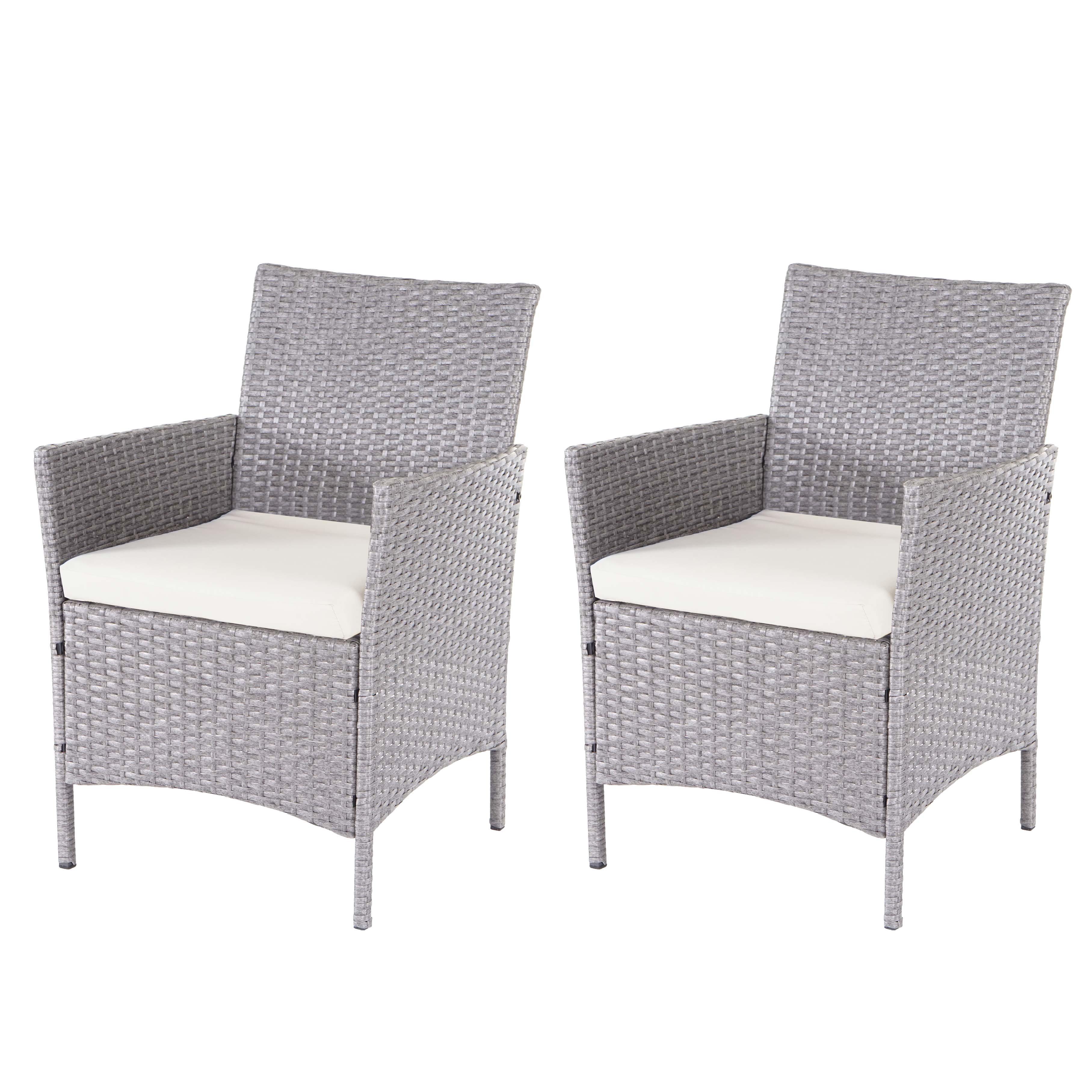POLY-RATTAN SESSEL HALDEN Grau, Cremeweiß 2er-Set - Creme/Grau, Kunststoff (59/83/60cm) - MCW