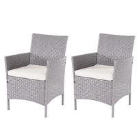 POLY-RATTAN SESSEL HALDEN Grau, Cremeweiß 2er-Set - Creme/Grau, Kunststoff (59/83/60cm) - MCW