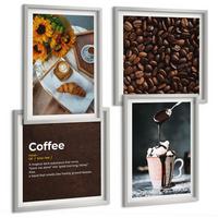 BILDER SET 4er Set - 50x50 cm & 40x60 cm Silberner Rahmen - Italienische Frühstückskaffeebohnen - Silberfarben, Kunststoff (50/50cm) - TULUP