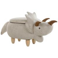 TIERHOCKER Triceratops 42/92/56 cm - Grau, Kunststoff/Textil (92/56/42cm) - Beliani