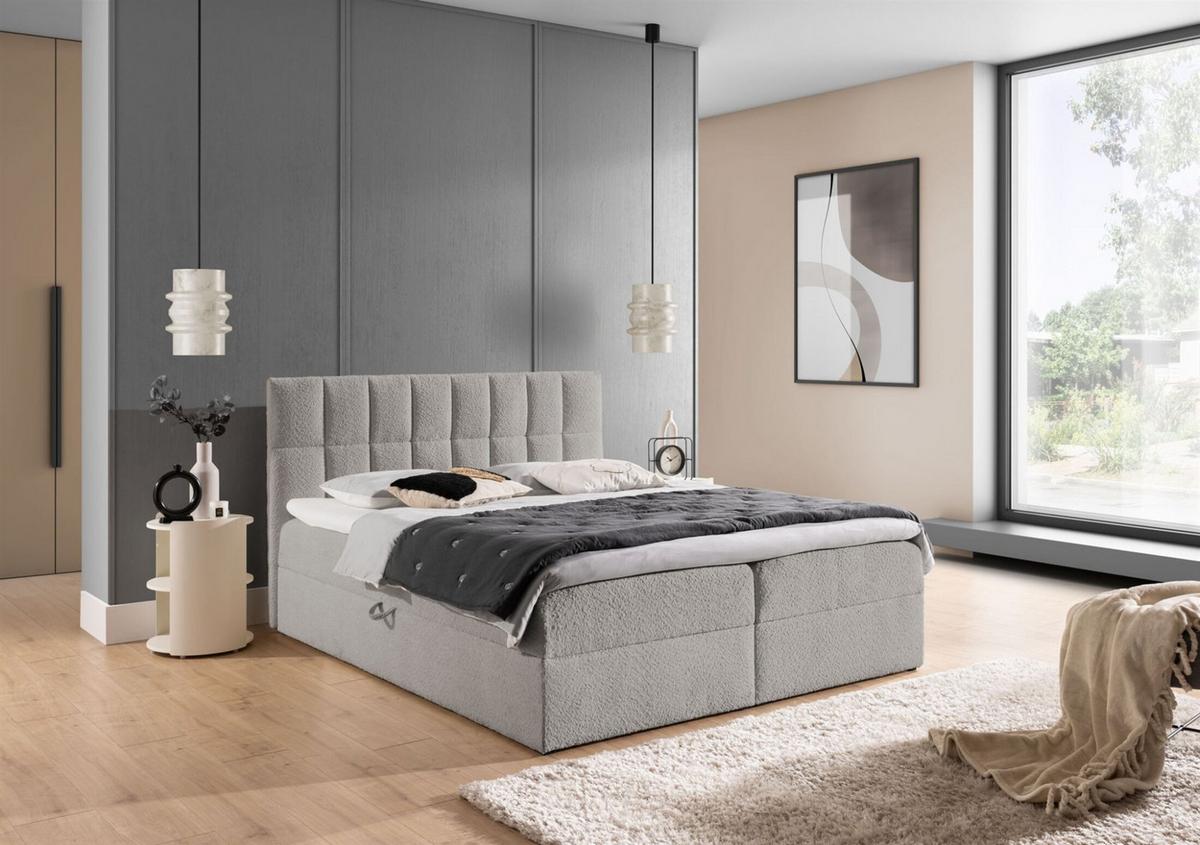 BOXBETT Dominga - Grau, Holzwerkstoff/Textil (200/200cm) - Fun Möbel