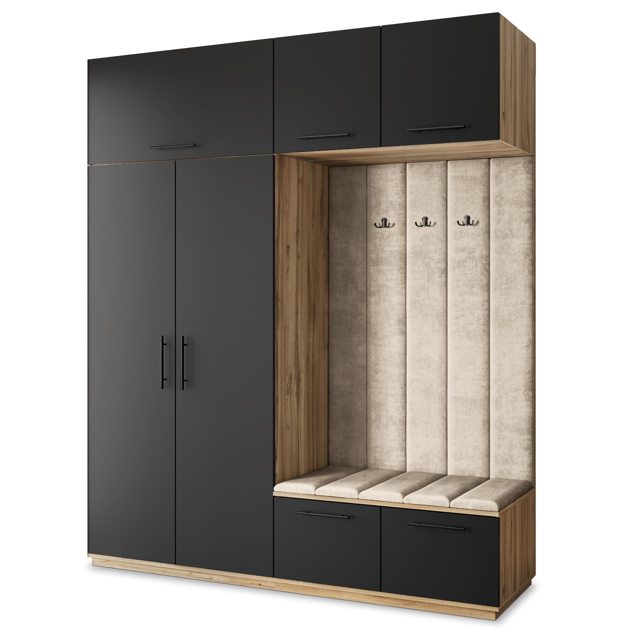 GARDEROBENSCHRANK REMA 200/240/60 cm Modern Eiche Wotan - Beige/Eiche Wotan, Holzwerkstoff (200/240/60cm) - MASSENO