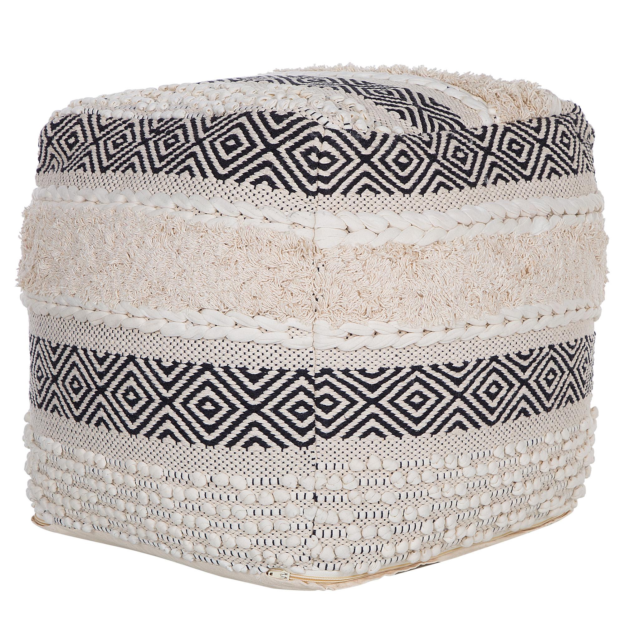 POUF Kanam 50/50/50 cm - Weiß, Naturmaterialien/Textil (50/50/50cm) - Beliani