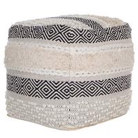 POUF Kanam 50/50/50 cm - Weiß, Naturmaterialien/Textil (50/50/50cm) - Beliani