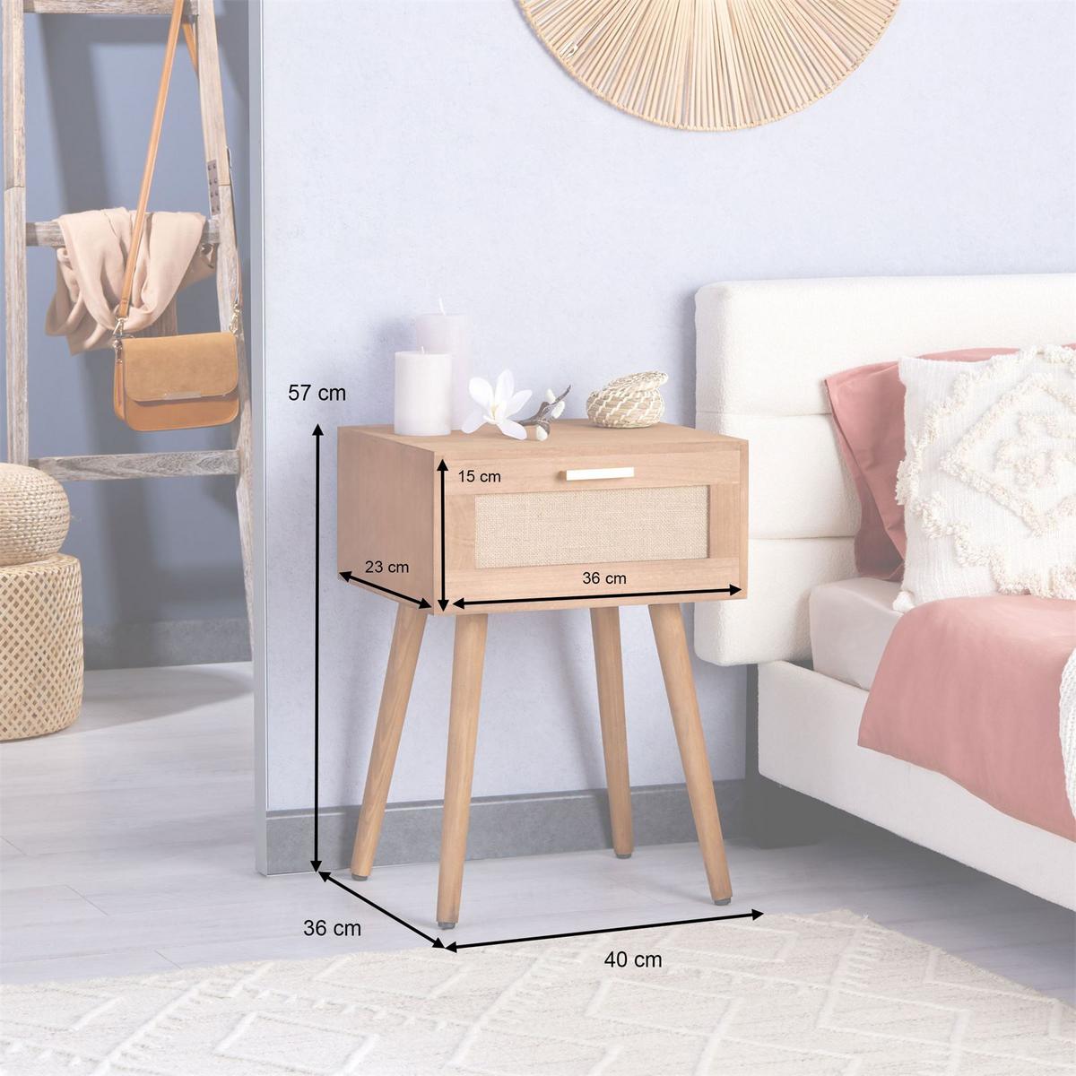 NACHTTISCH KIRAN - Braun, Holz (40/57/36cm) - CARO-Möbel