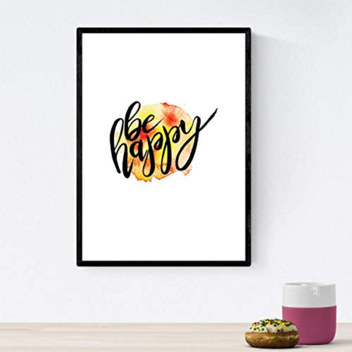 POSTER Set mit 4 glücklich und bunt ‚folgen‘ A3 Rahmenlos - Klar, Papier (29.7/3cm) - Nacnic