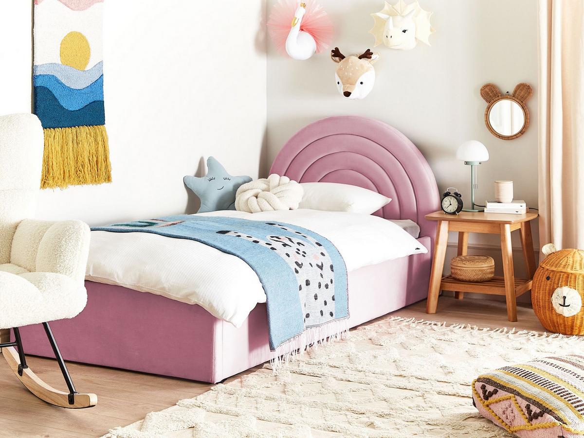 POLSTERBETT Rosa 90-200 cm Anet - Pink, Holzwerkstoff/Textil (90/200cm) - Beliani