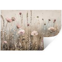 WANDTATTOO Blumen - Rosa - Modern - Beige Wandsticker 120x80 cm - Beige, Kunststoff (120/80/0.1cm) - MuchoWow
