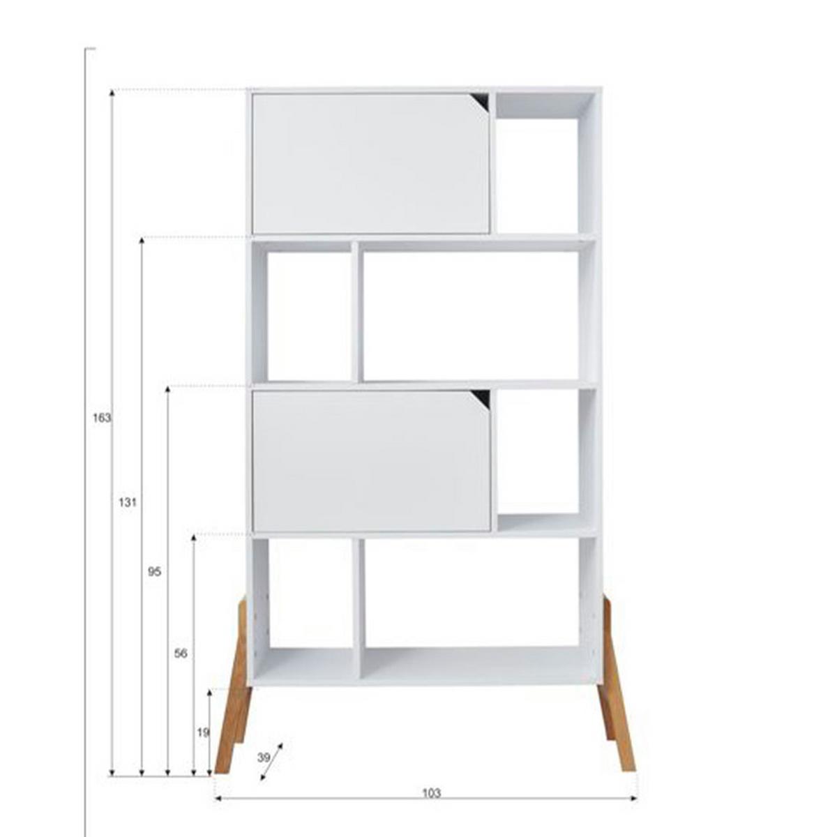 BÜCHERREGAL Weiß - Weiß, Holzwerkstoff (103/163/39cm) - Petits-meubles