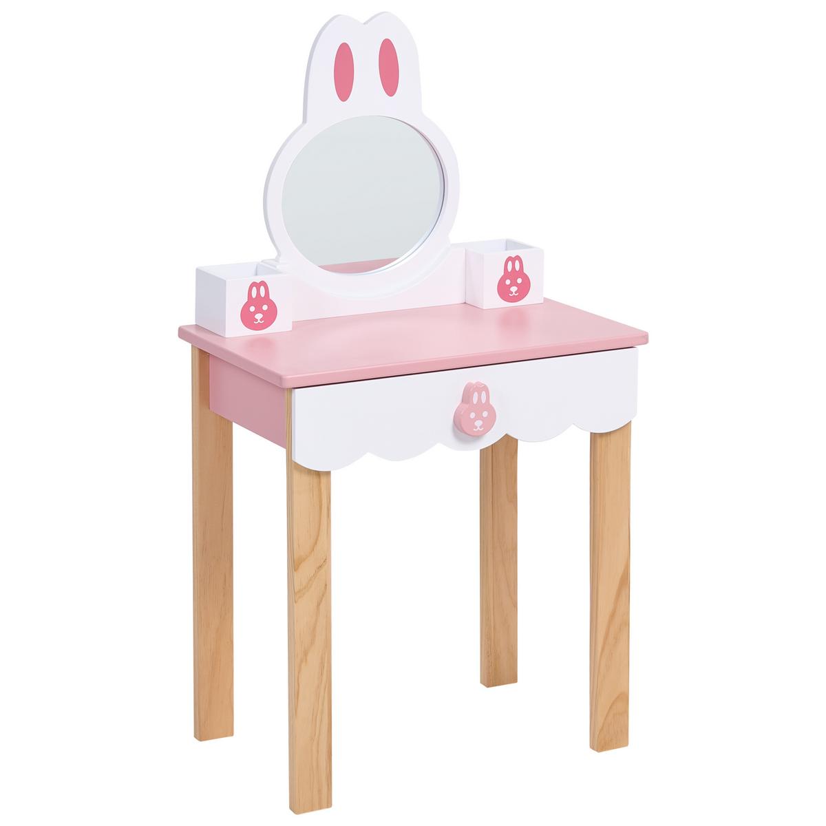 KINDERSCHMINKTISCH mit Stuhl Rosa Lenah - Pink/Weiß, Holz/Holzwerkstoff (50/91/30cm) - Beliani