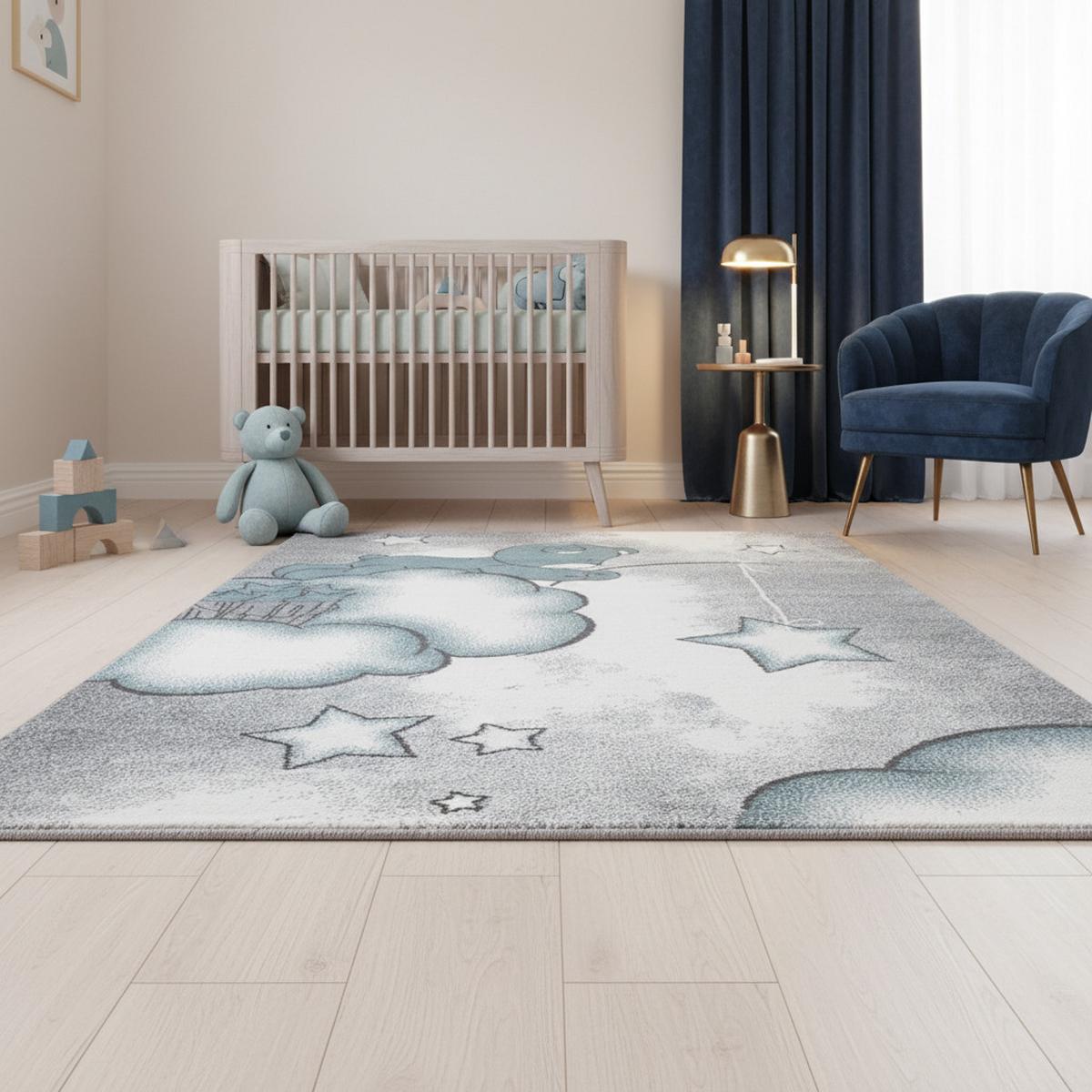 KINDERTEPPICH TASNA, mit Bären-Motiv, Blau, 80 x 150 cm - Blau, Textil (150/80cm) - KADIMA DESIGN