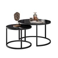 COUCHTISCH 2-in-1 CIRI GLASS mit schwarzer und weißer Struktur - Schwarz, Holzwerkstoff (70/70/47cm) - Lookway