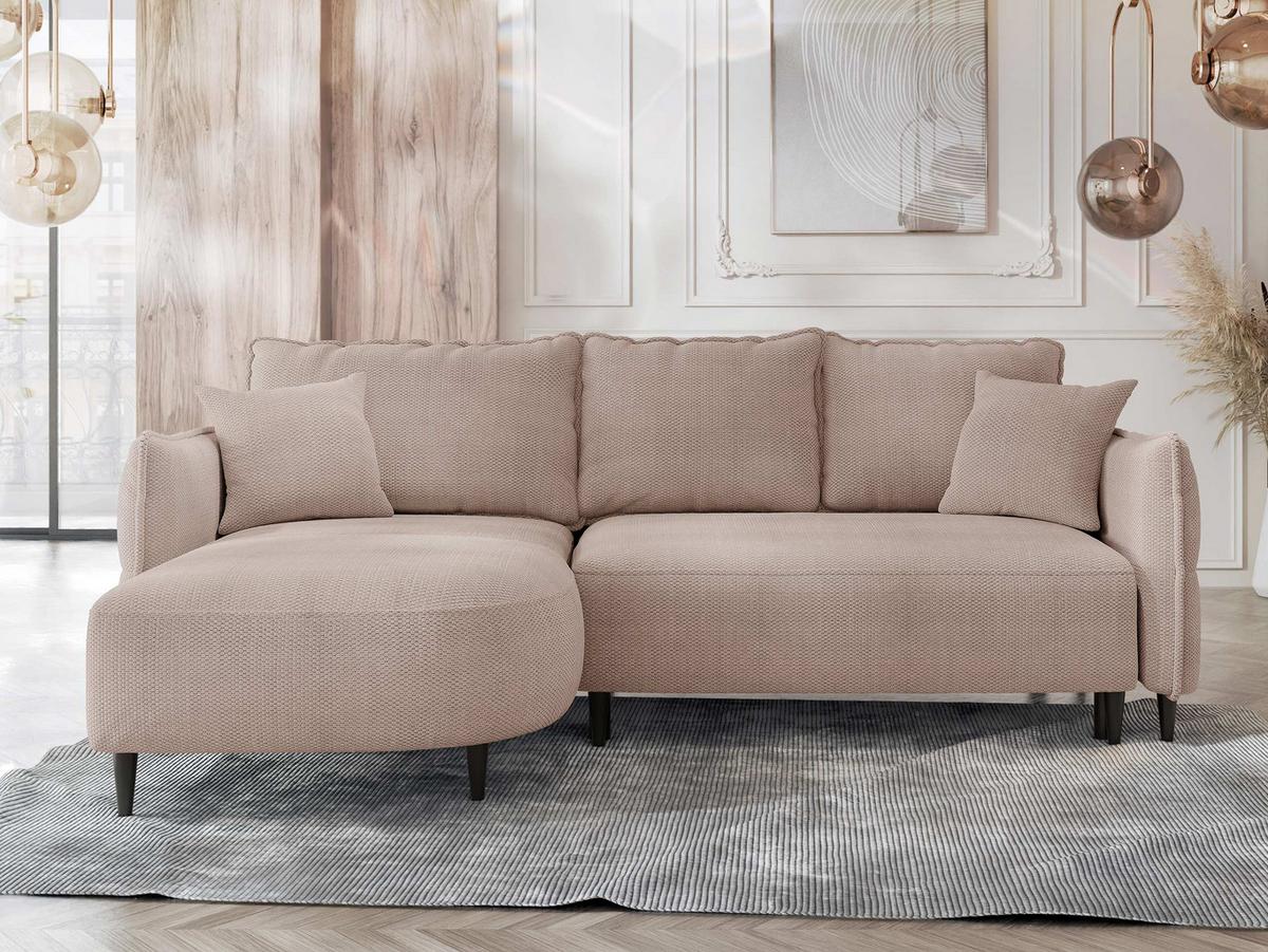 ECKSOFA Sycylia, Seite: Links - Beige/Schwarz, Holz/Textil (244/165cm) - MIRJAN24