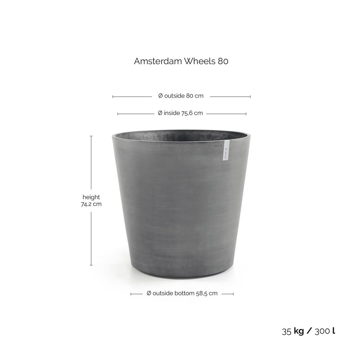 BLUMENTOPF Amsterdam Wheels 80/74,2 cm Grau - Grau, Kunststoff (80/74.2cm) - Ecopots
