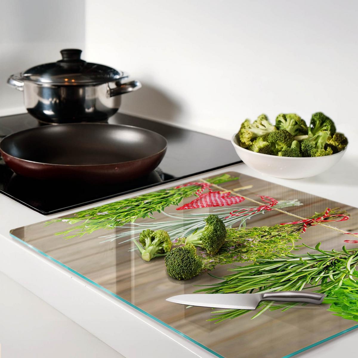 GLASPLATTE 60x52 cm Kräuterschnur - Grün, Glas (60/0.4/52cm) - TULUP