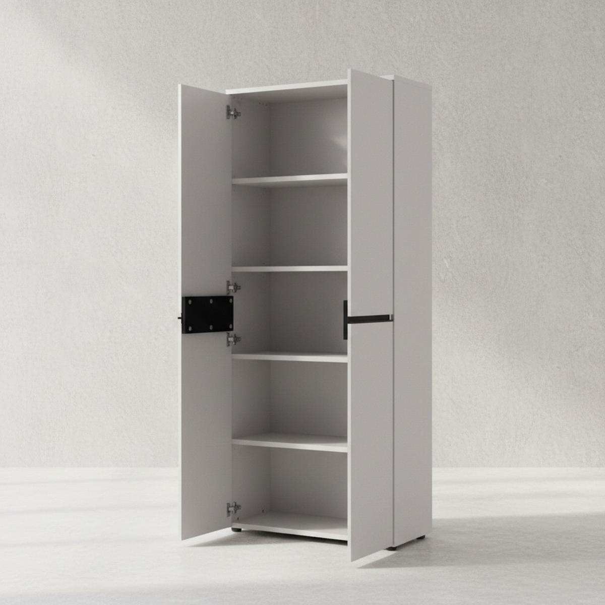 AKTENSCHRANK STUTTGART, 197 cm hoch, 5 Ordnerhöhen, Soft-Close Greige - Beige, Holzwerkstoff (81/197/40cm) - KADIMA DESIGN