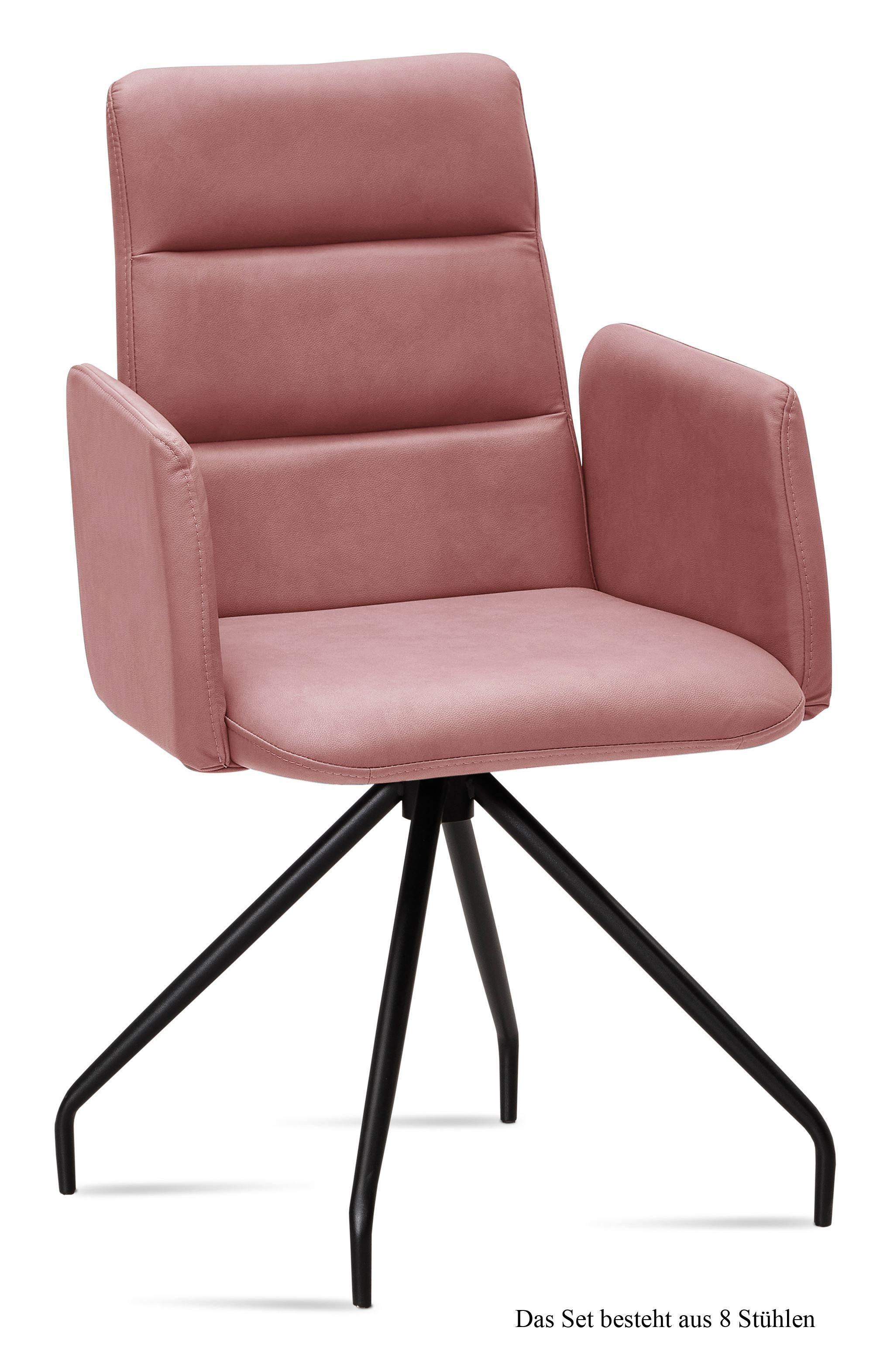 ARMLEHNSTUHL (8er-Set) Devora 52x92x60 Schwarz/Rosewood - Dunkelrosa/Schwarz, Kunststoff (60/92/52cm) - 58aufmkessel