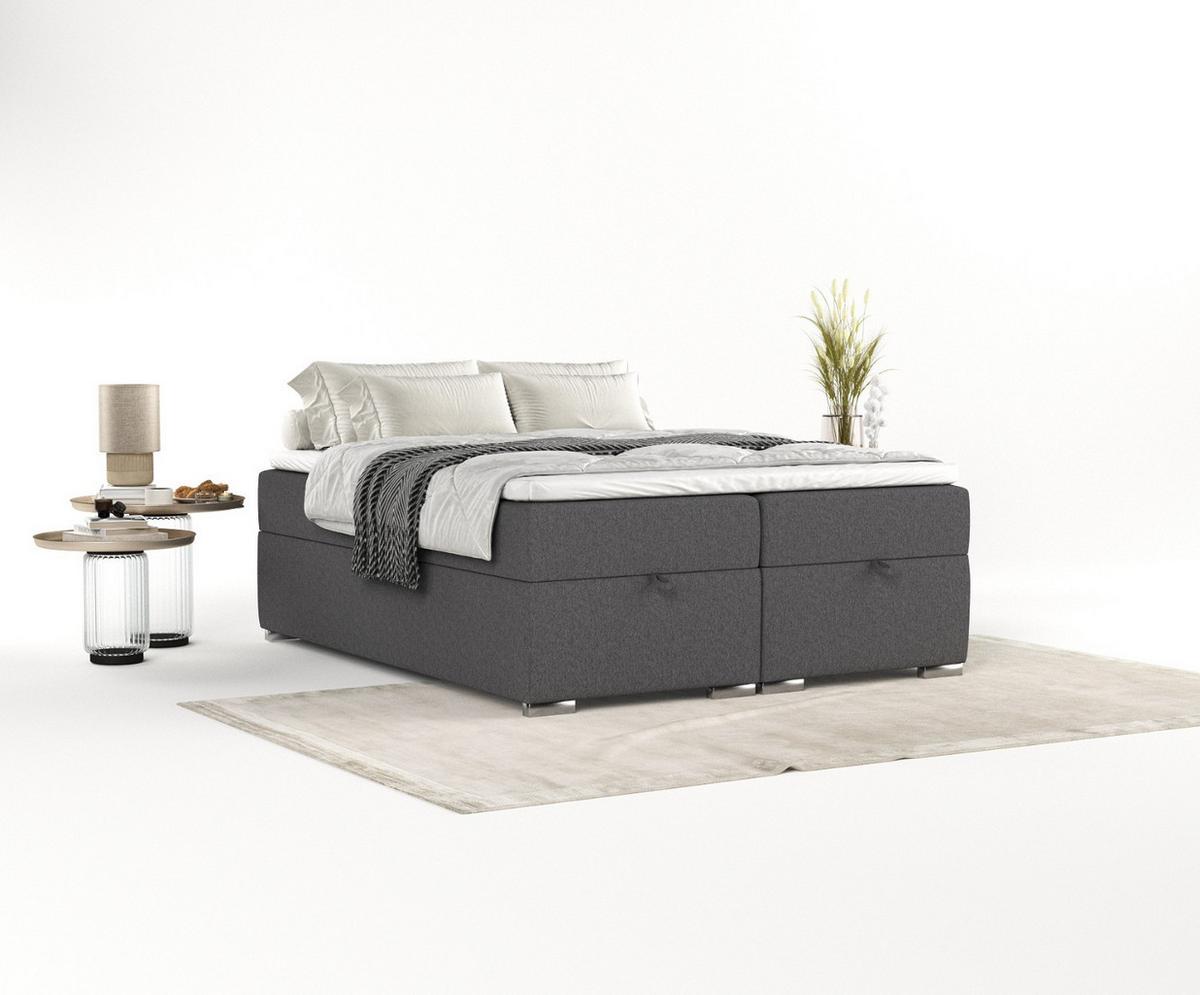 BOXBETT Reto 180/200 cm Anthrazit im Megan Stoff - Chromfarben/Anthrazit, Holz/Holzwerkstoff (180/200cm) - AltaBeds