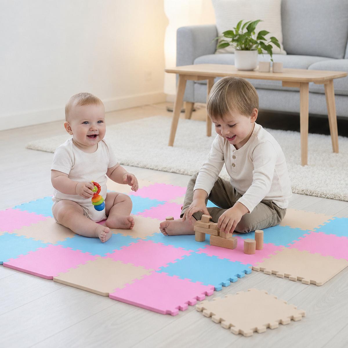 SPIELMATTE ab Null 270/90 cm Puzzlematte Hellblau - Multicolor, Kunststoff (30/30cm) - Littletom