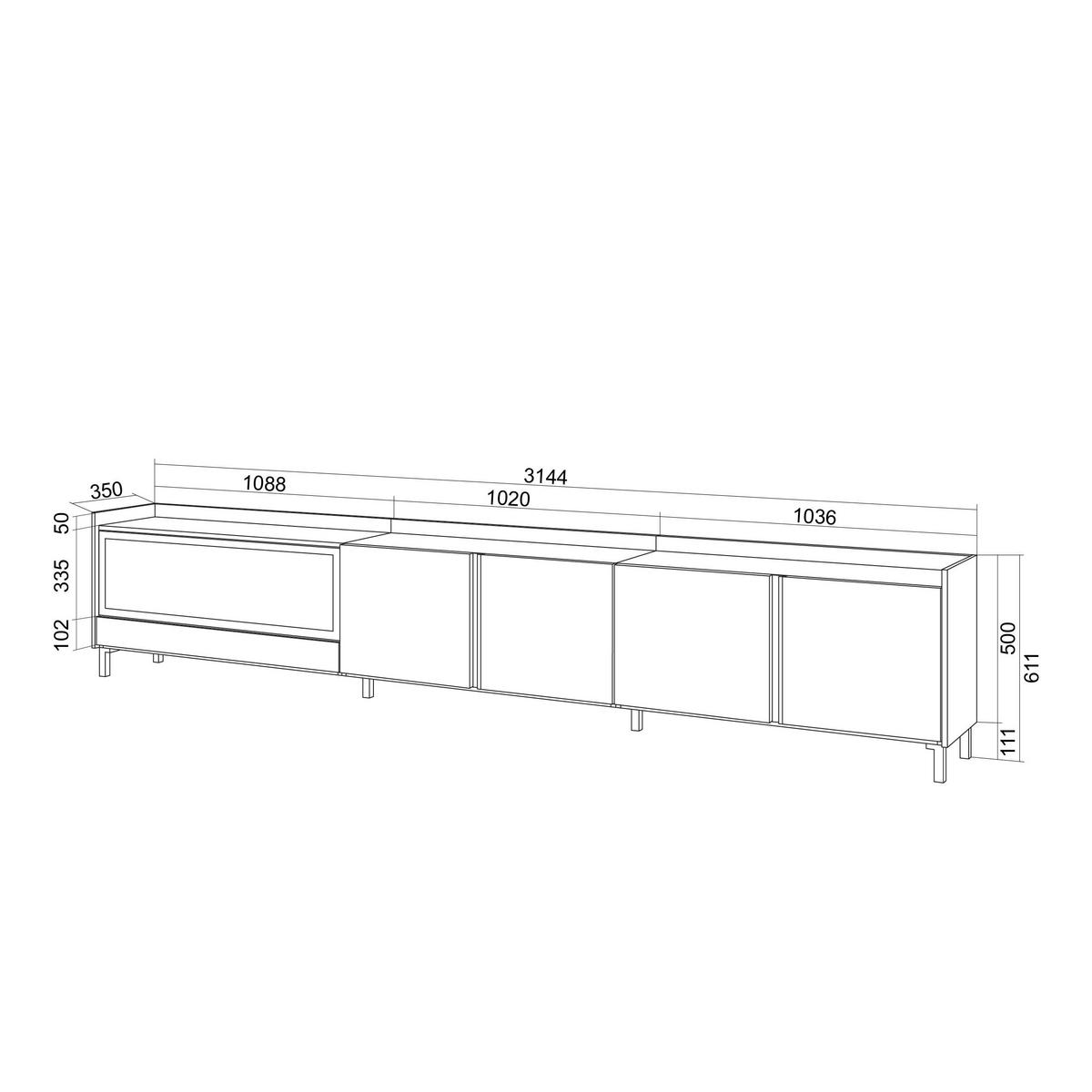 LOWBOARD, Beige, 315/35/61cm, Kamin mit Feuereffekt XXL - Beige, Holzwerkstoff (315/61/35cm) - Skraut Home