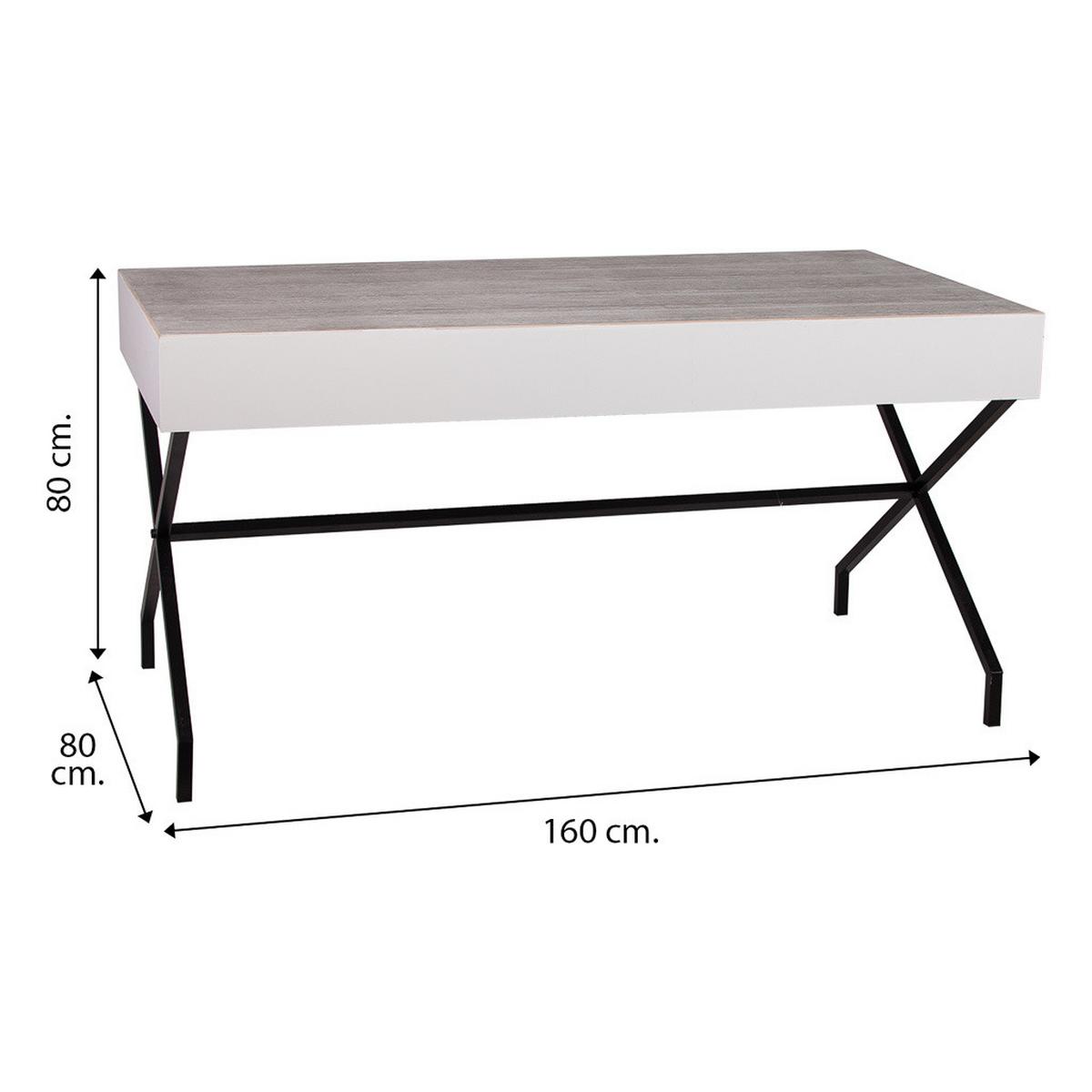 TISCH aus Metall und Holz, 160x80cm - Weiß, Holz (80/160/80cm) - Wanderlust