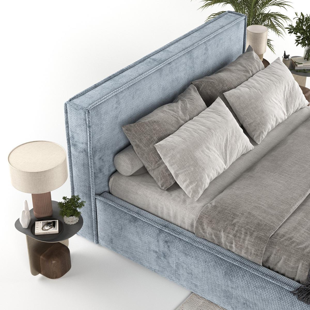 POLSTERBETT Sato mit Stauraum 160/200 cm Hellblau im Bonita Stoff - Schwarz/Naturfarben, Holz/Holzwerkstoff (160/200cm) - AltaBeds