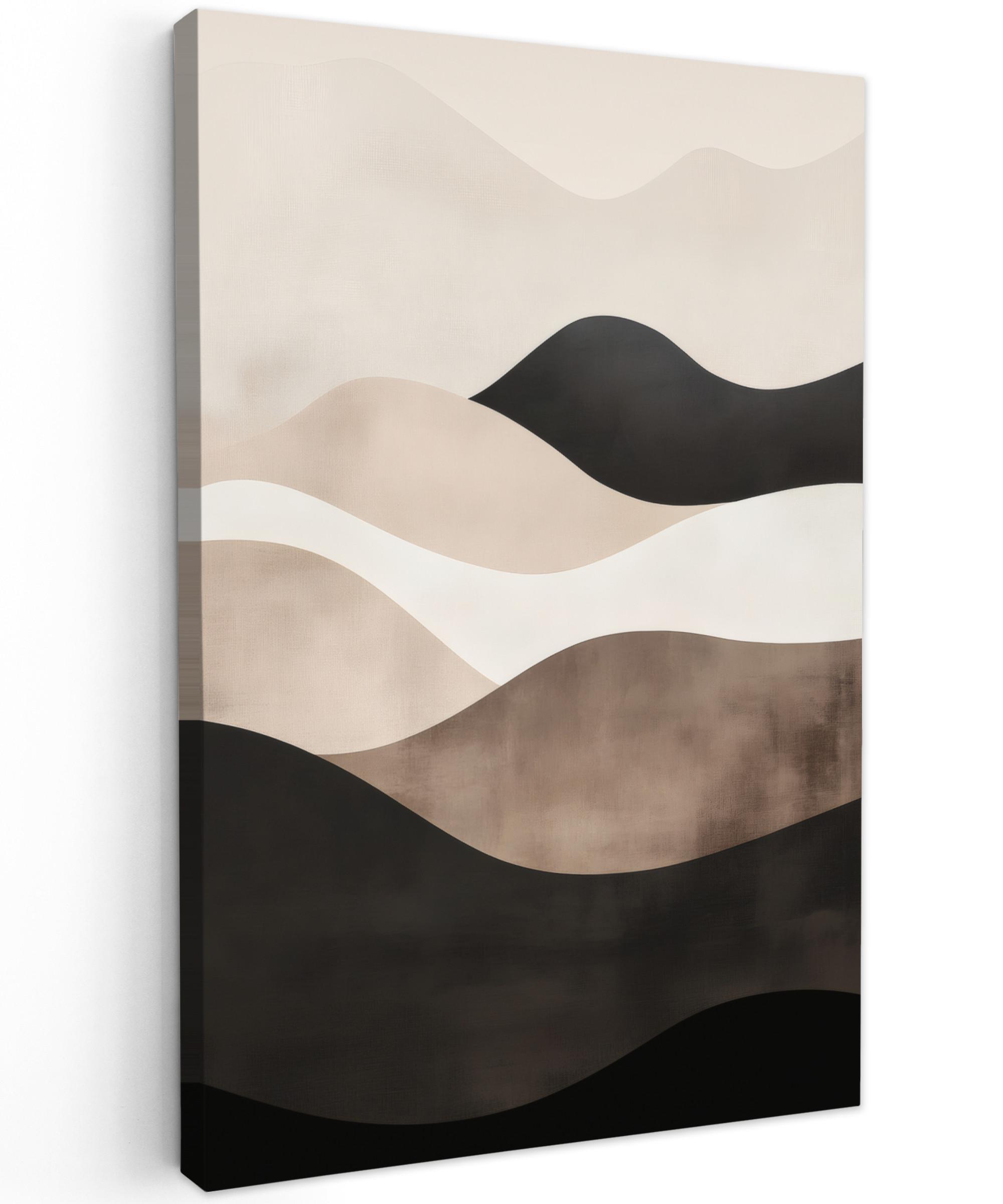 LEINWANDBILD Abstrakt - Landschaft - Wellen - Cremefarben Deko Groß 90x140 cm - Cappuccino, Textil (90/140cm) - MuchoWow