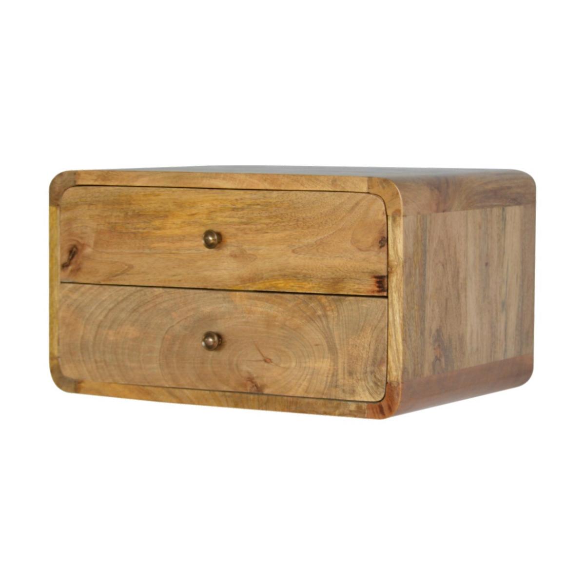NACHTTISCH mit 2-Schubladen, Wandmontiert, Beige - Messingfarben/Braun, Holz/Metall (45/25/32cm) - Artisan Furniture