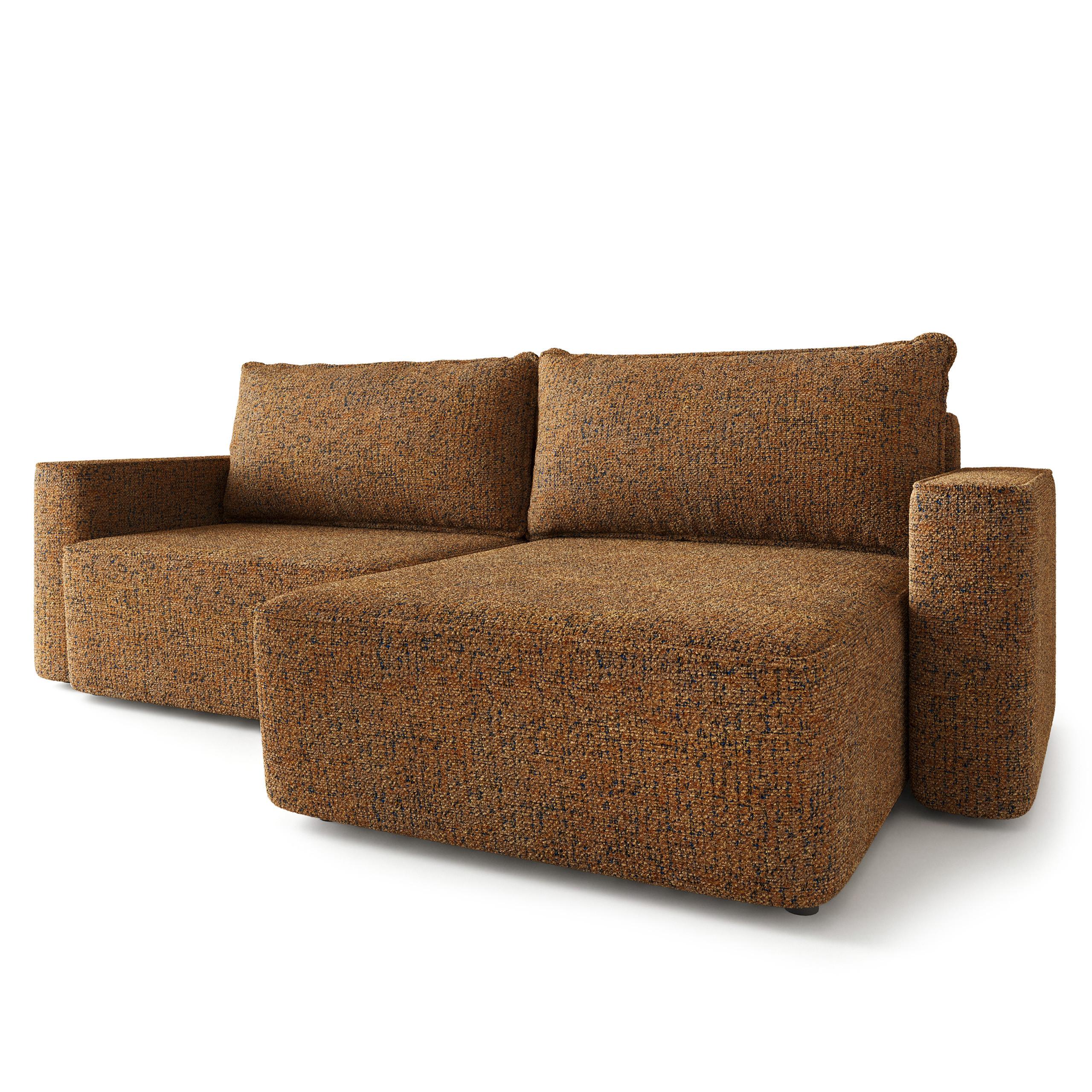 ECKSOFA BELISE BL Braun Chenille mit Schlaffunktion - Braun, Holz/Textil (252/162cm) - MASSENO