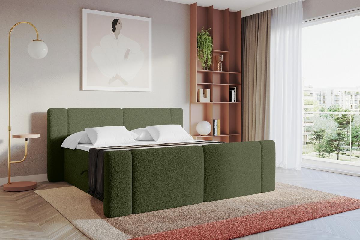 BOXBETT mit Matratze H4 - EVON Zanozek - 180x200 cm Grün - Jadegrün, Holzwerkstoff (180/200cm) - ALTDECOR