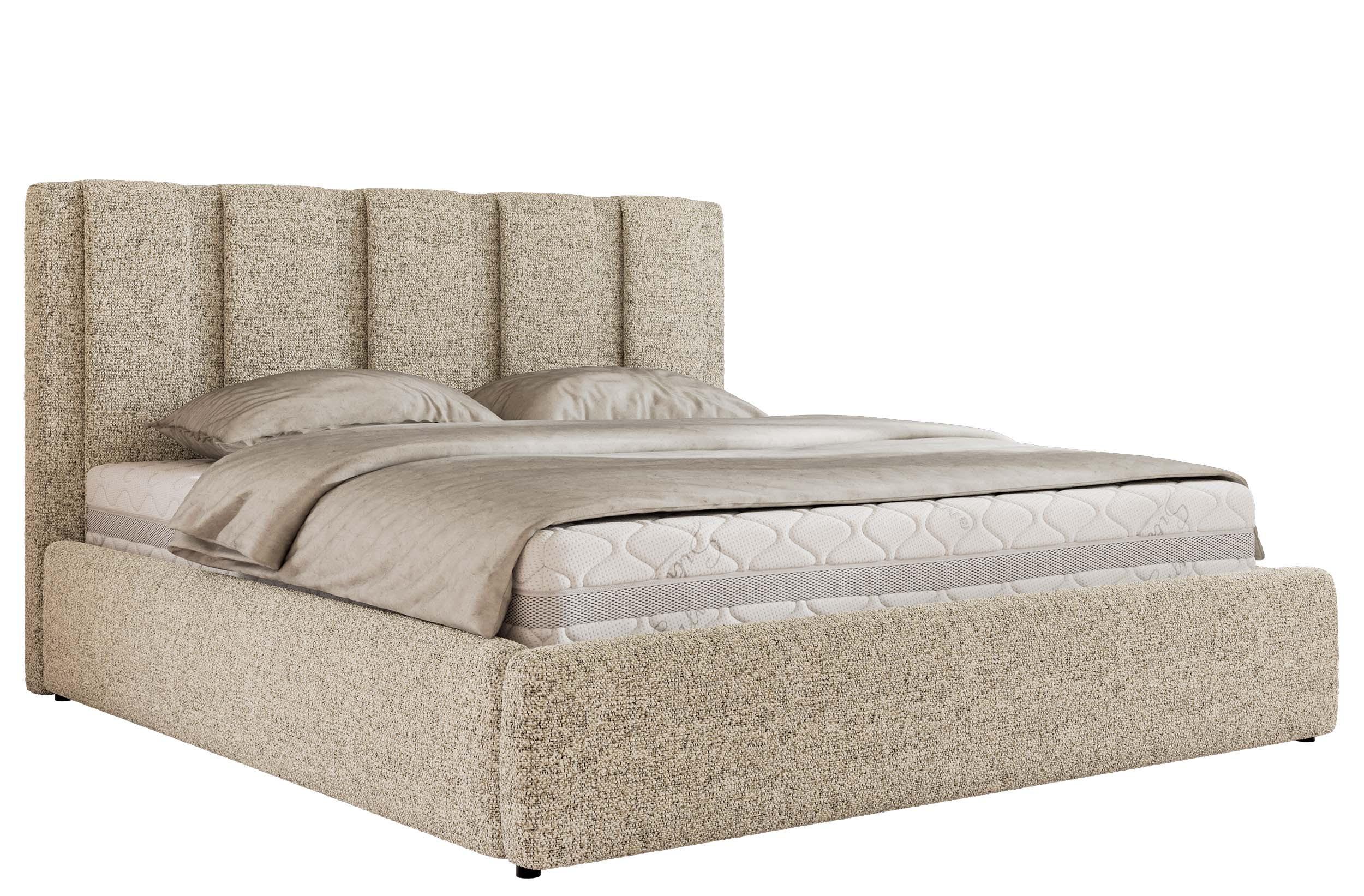 POLSTERBETT SAVINO CLASSIC 140/200 - Beige Struktur - ohne Matratze - Beige, Textil (140/200cm) - MKS
