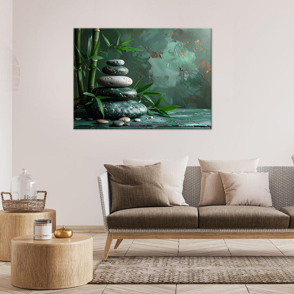 LEINWANDBILD Zen und Orientalisch 90x60cm - Grün, Textil (90/60cm) - Feeby