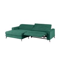 ECKSOFA LAISKA Smaragdgrün Cord Relaxfunktion - Smaragdgrün/Schwarz, Textil/Metall (282/177cm) - KAWOLA
