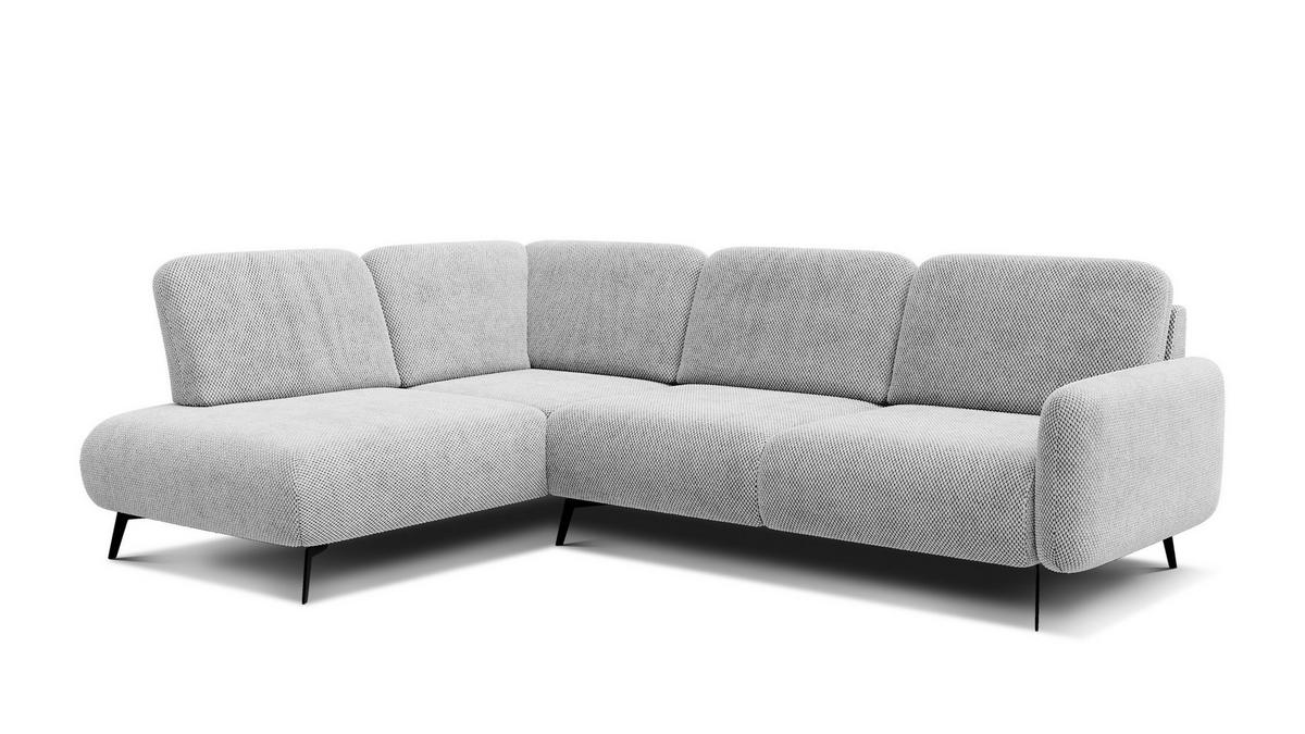 ECKSOFA FEBE 5-Sitzer links, hellgrau - Hellgrau/Schwarz, Holz/Textil (271/190cm) - Wozimo