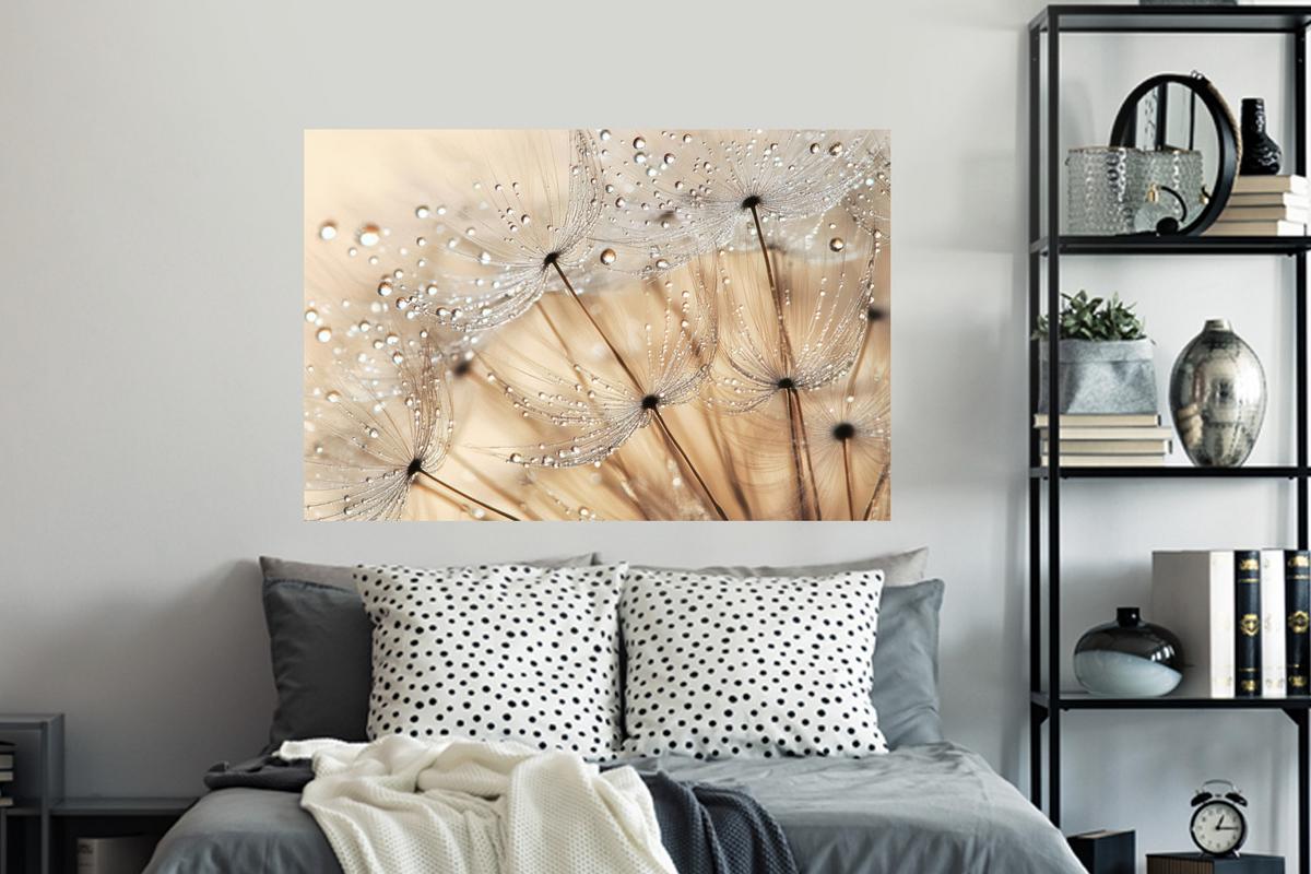 WANDTATTOO Löwenzahn - Abstrakt - Natur - Beige Wandsticker 120x80 cm - Braun, Kunststoff (120/80/0.1cm) - MuchoWow